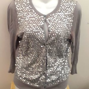 J. Crew Silver gray Sequin Cardigan sz S Silver Pewter metallic gray